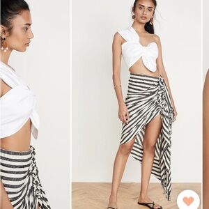 Just bee queen Tulum black white stripe wrap skirt s